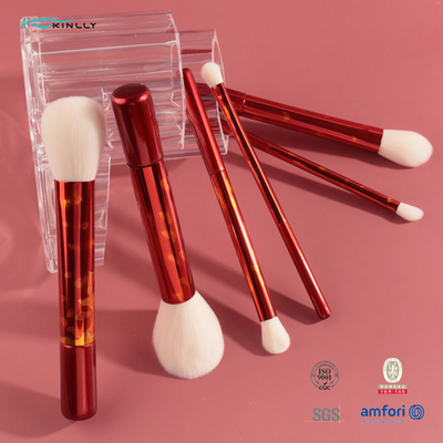 Μακροχρόνιο Ferrule αλουμινίου συνθετικό τρίχας Makeup βουρτσών κόκκινο σύνολο βουρτσών λαβών καλλυντικό