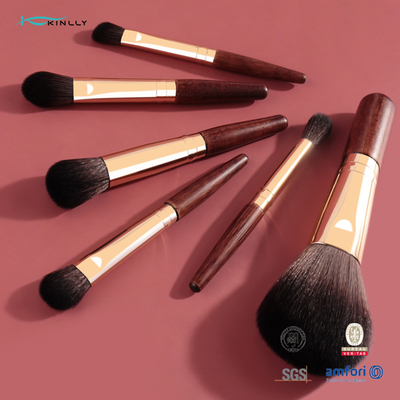 6PCS η κοντή ξύλινη καθορισμένη συνθετική τρίχα βουρτσών Makeup λαβών αυξήθηκε χρυσό Ferrule