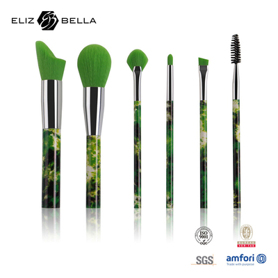 Full Rolling Printing 6 Piece Brush Brush Set Green Synthetic Hair Cosmetic Brush