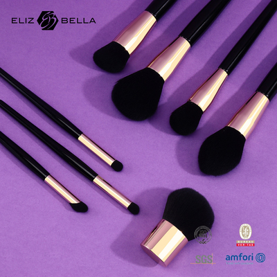 Κλασικό μαύρο συνθετικό τρίχας Makeup βουρτσών Ferrule Eco αλουμινίου καμπουκιών χρυσό φιλικό