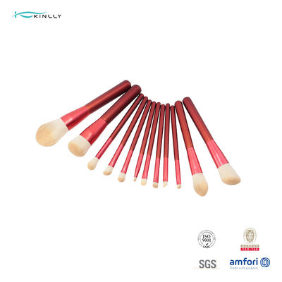 Ferrule αργιλίου cOem 12PCS πλήρης βούρτσα Makeup που τίθεται με την κόκκινη λαβή