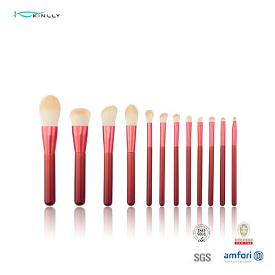 Ferrule αργιλίου cOem 12PCS πλήρης βούρτσα Makeup που τίθεται με την κόκκινη λαβή