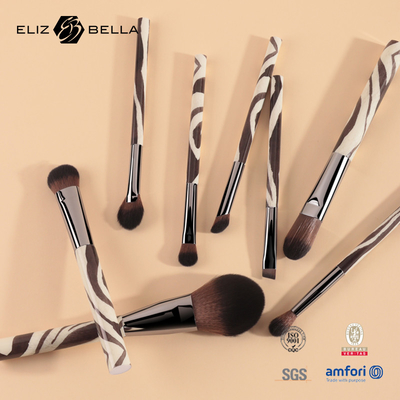 8PCS Ferrule 100% Syntheitc πυροβόλων όπλων βουρτσών Makeup γυναικών τρίχας καλλυντική πλαστική λαβή εκτύπωσης βουρτσών καθορισμένη πλήρης