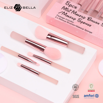 5pcs Cute ταξιδιωτικό μακιγιάζ βούρτσα κιτ με καθαρή εκτύπωση PVC συσκευασία κουτί OEM