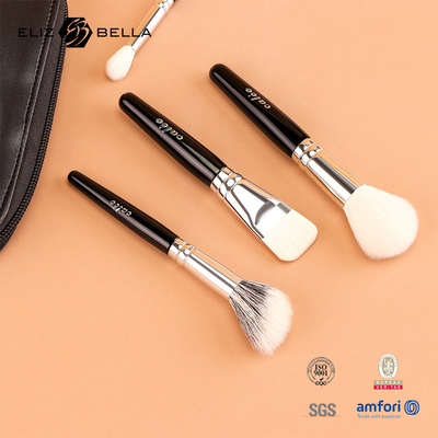 Προσαρμόστε 9pcs Travel Pro βούρτσες μακιγιάζ με μαύρο ξύλινο χερούλι και αλουμινένιο σίδερο
