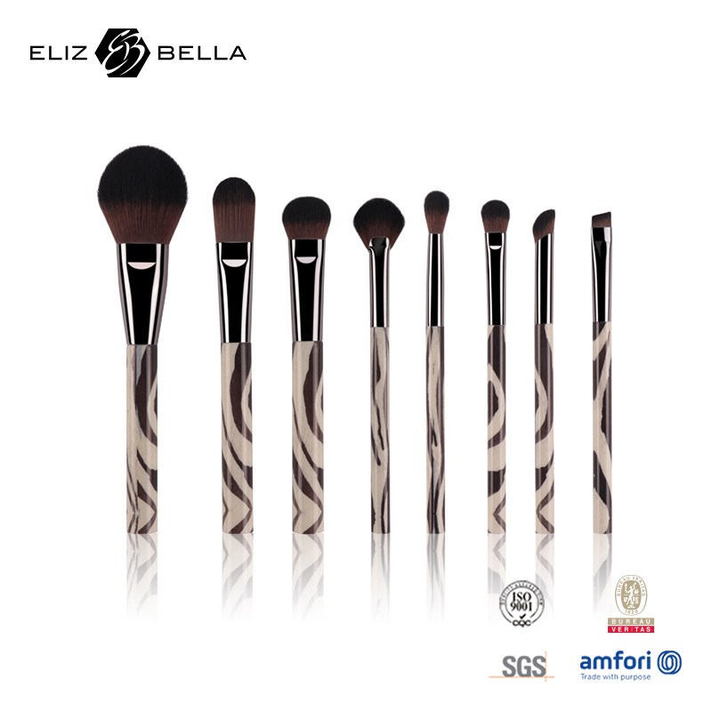 8PCS Ferrule 100% Syntheitc πυροβόλων όπλων βουρτσών Makeup γυναικών τρίχας καλλυντική πλαστική λαβή εκτύπωσης βουρτσών καθορισμένη πλήρης