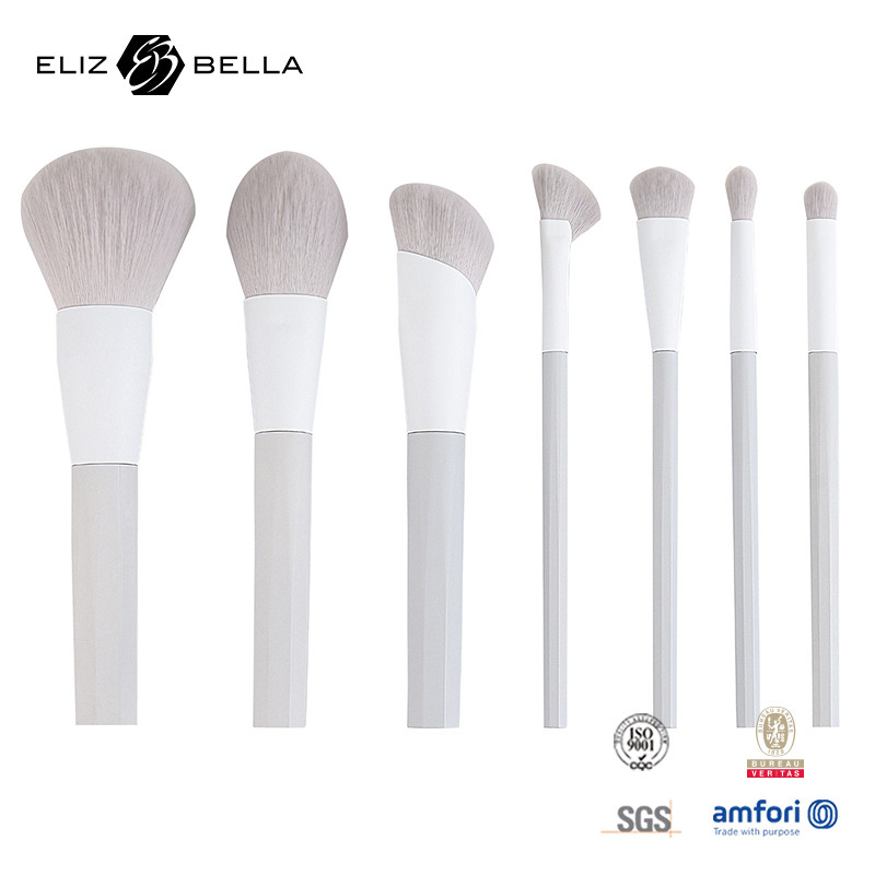 7pcs βούρτσες μακιγιάζ με συνθετικά μαλλιά και στέκεται πλαστικό χερούλι αλουμινίου σιδηροτροχιά, παραγγελίες OEM καλωσορίζουμε